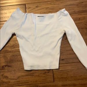 A long sleeve off the shoulder top